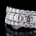 Three-Row Emerald and Round Diamond Statement Band