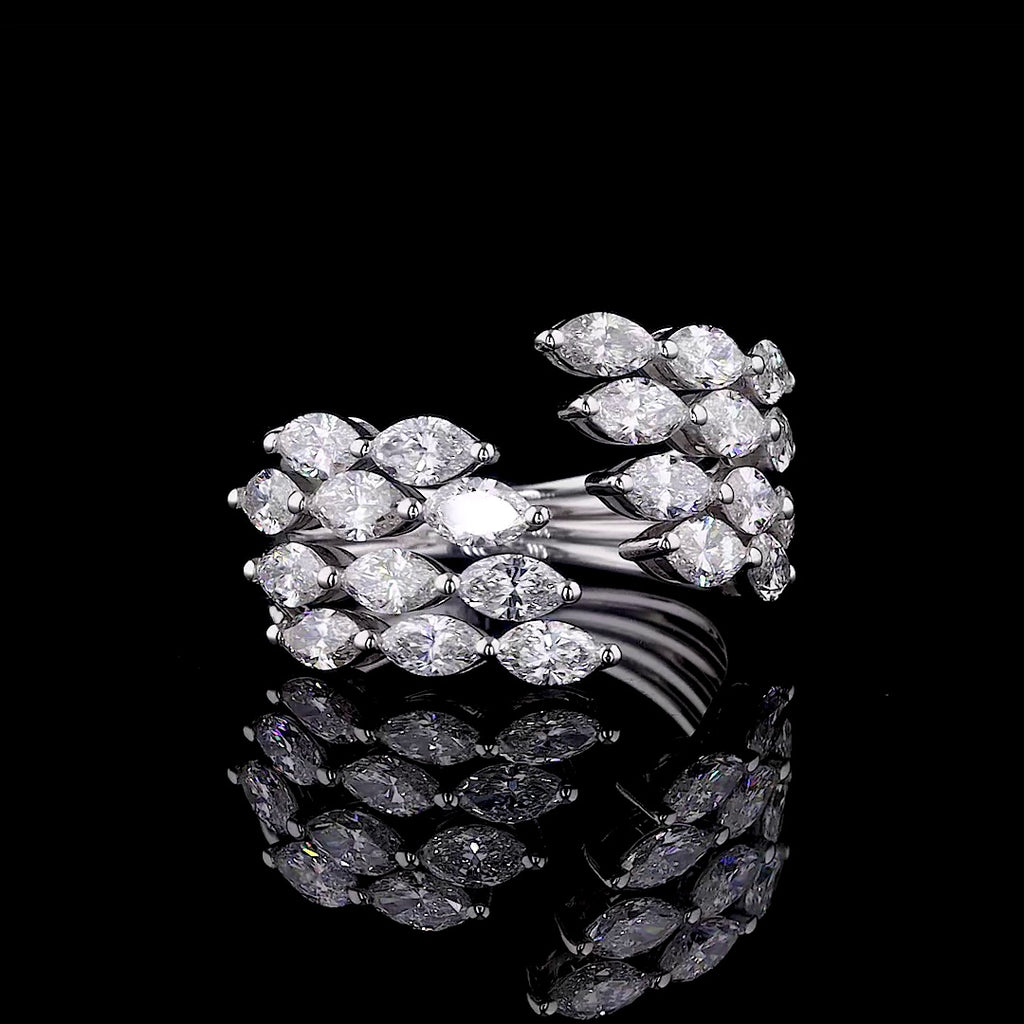Multi-Row Marquise & Round Diamond Ring