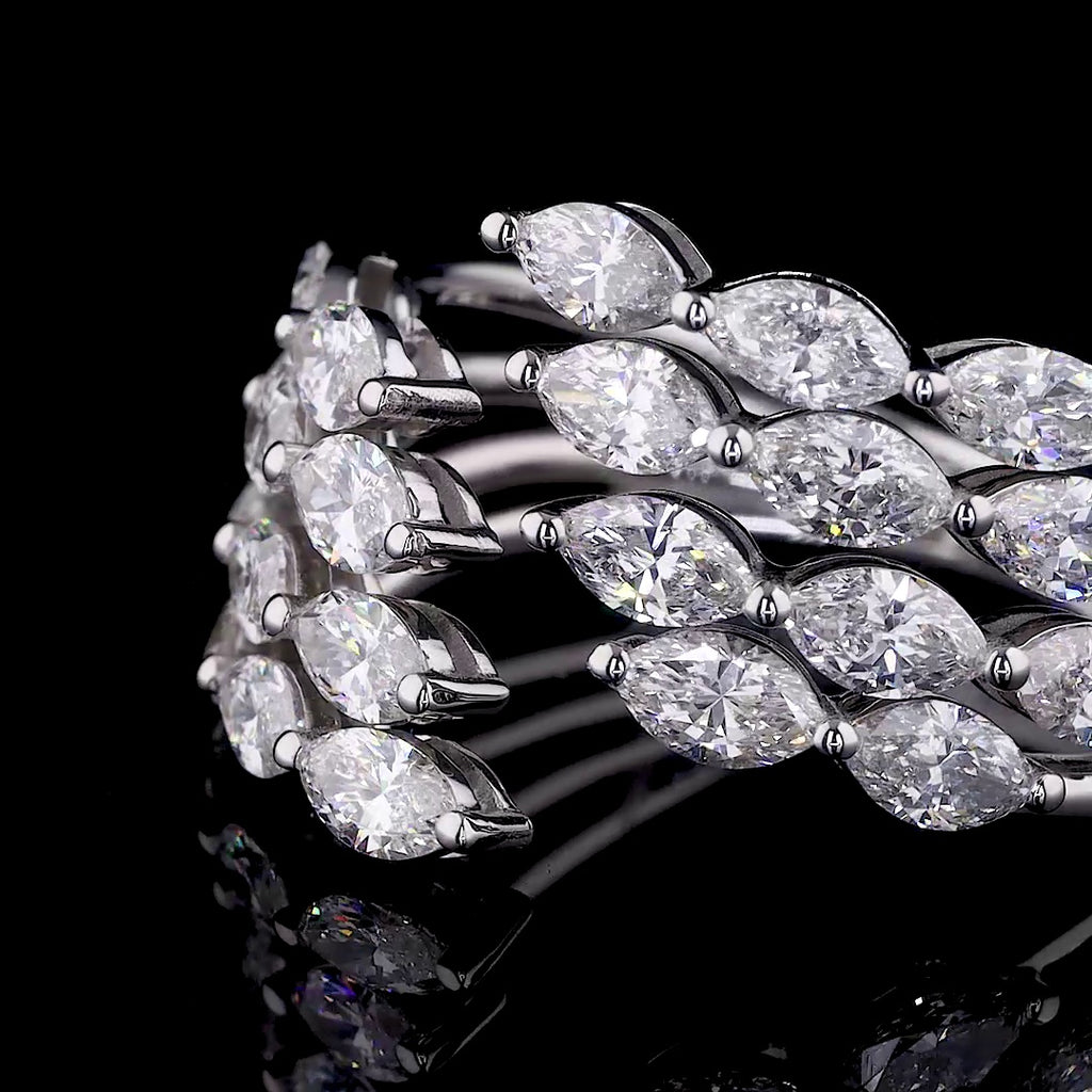 Multi-Row Marquise & Round Diamond Ring