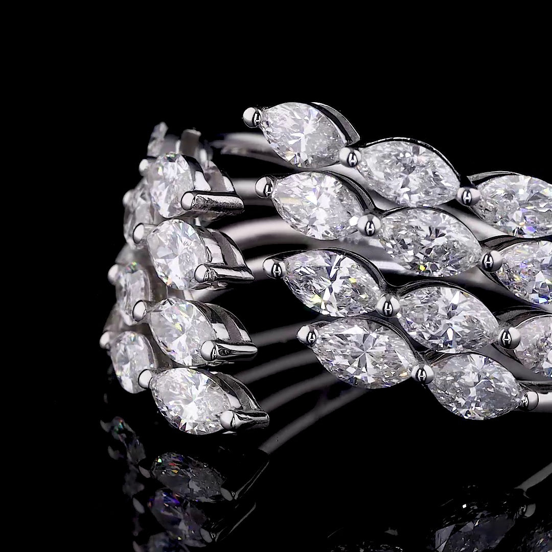 Multi-Row Marquise & Round Diamond Ring