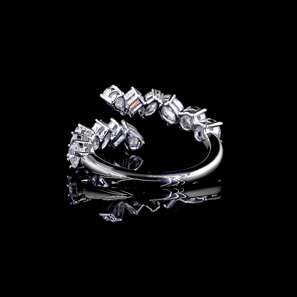 Mixed-Cut Diamond Open Wrap Ring