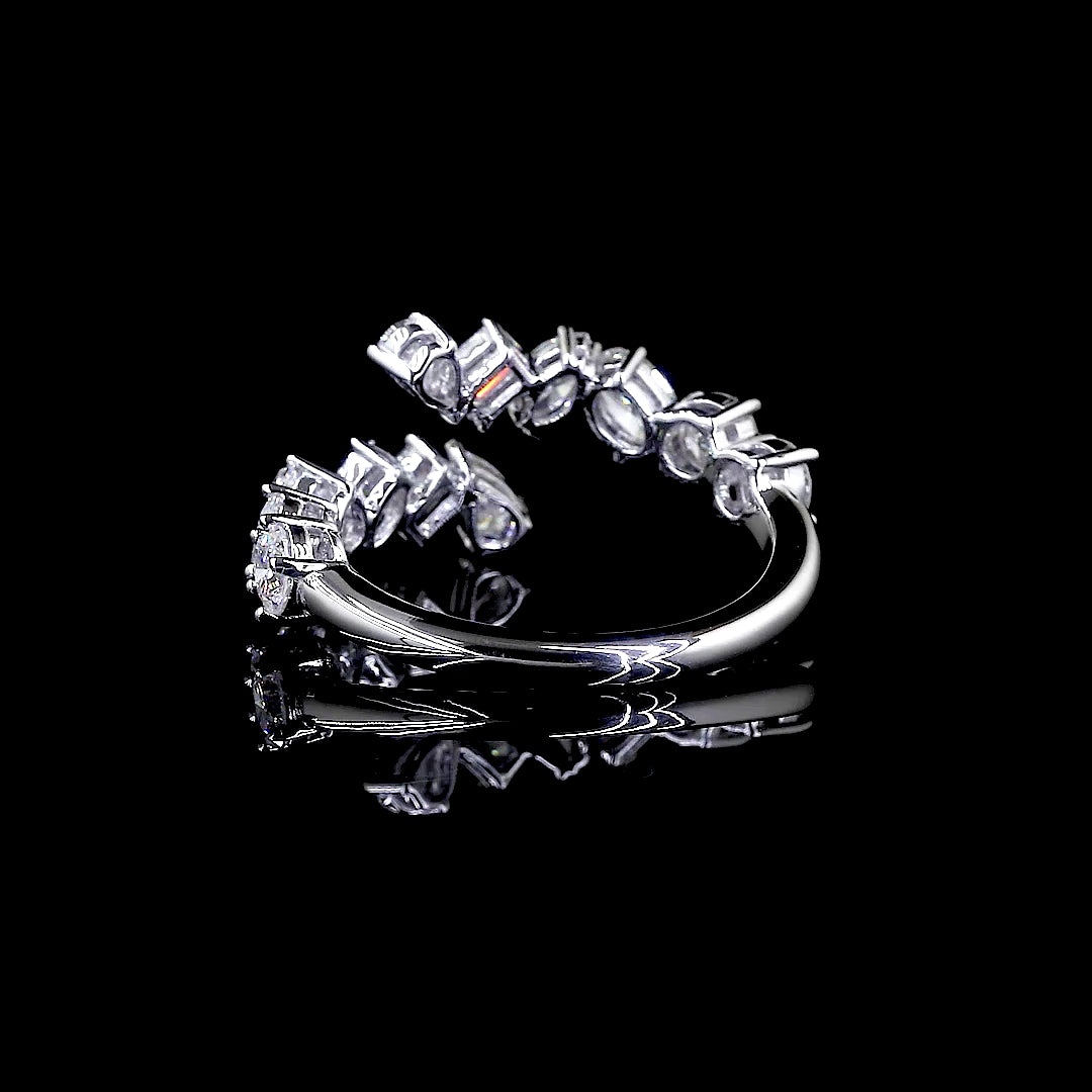Mixed-Cut Diamond Open Wrap Ring