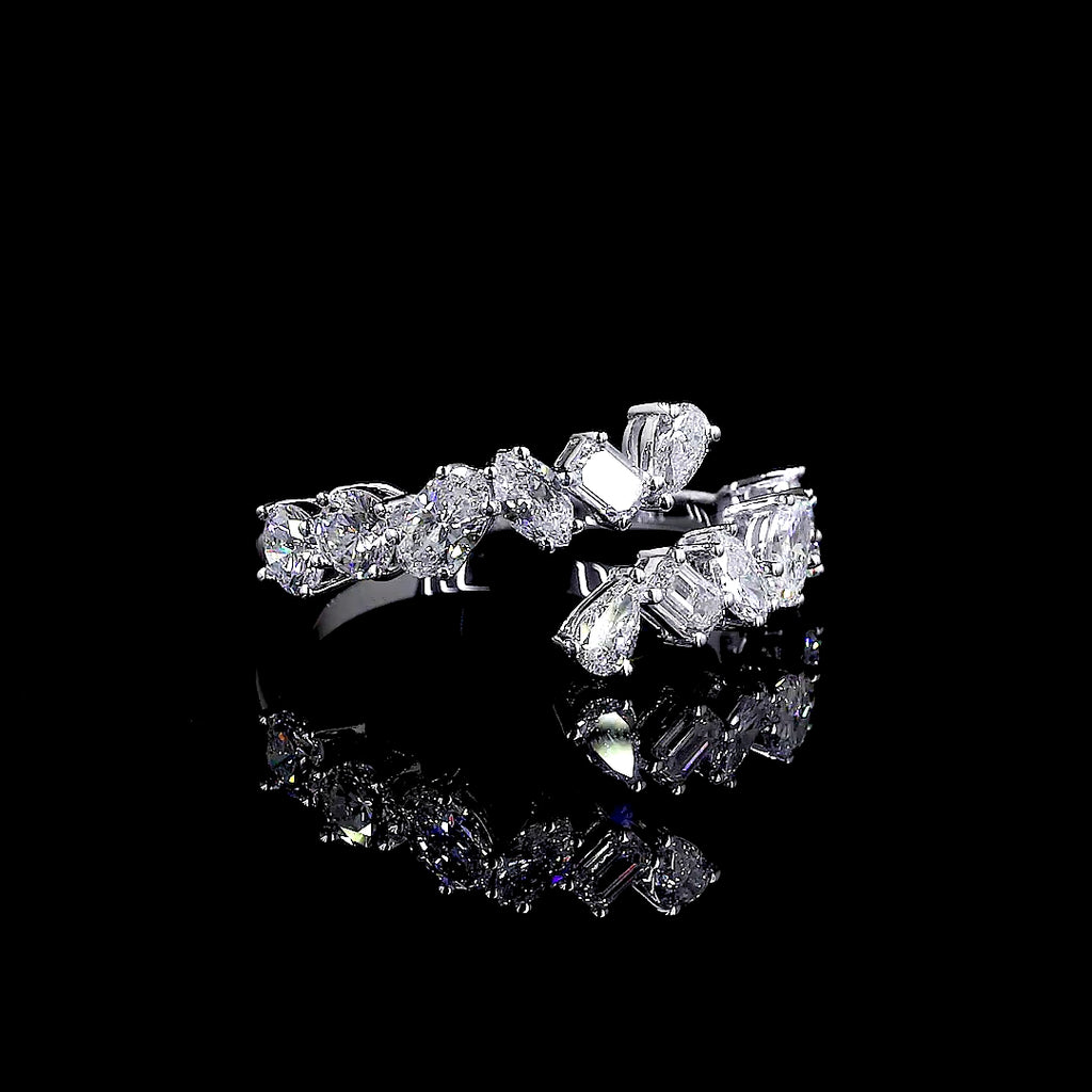 Mixed-Cut Diamond Open Wrap Ring