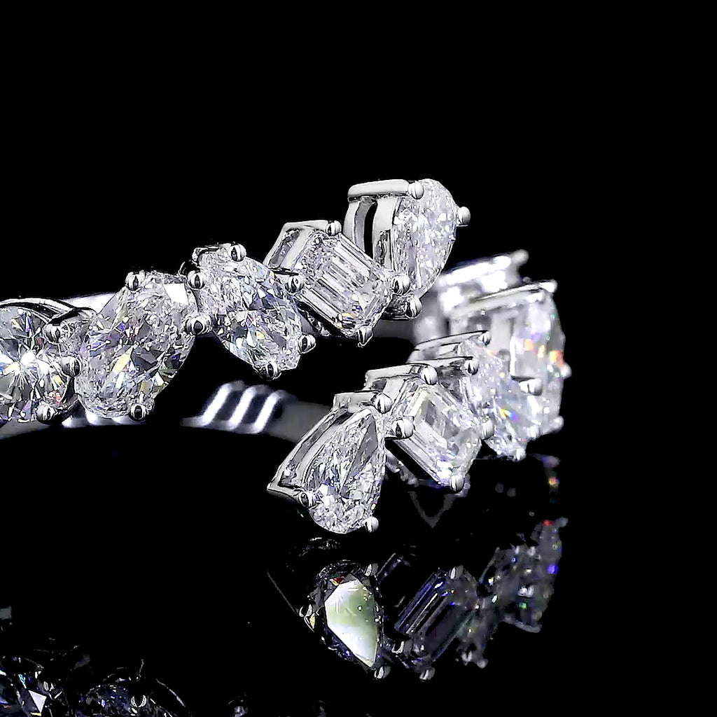 Mixed-Cut Diamond Open Wrap Ring
