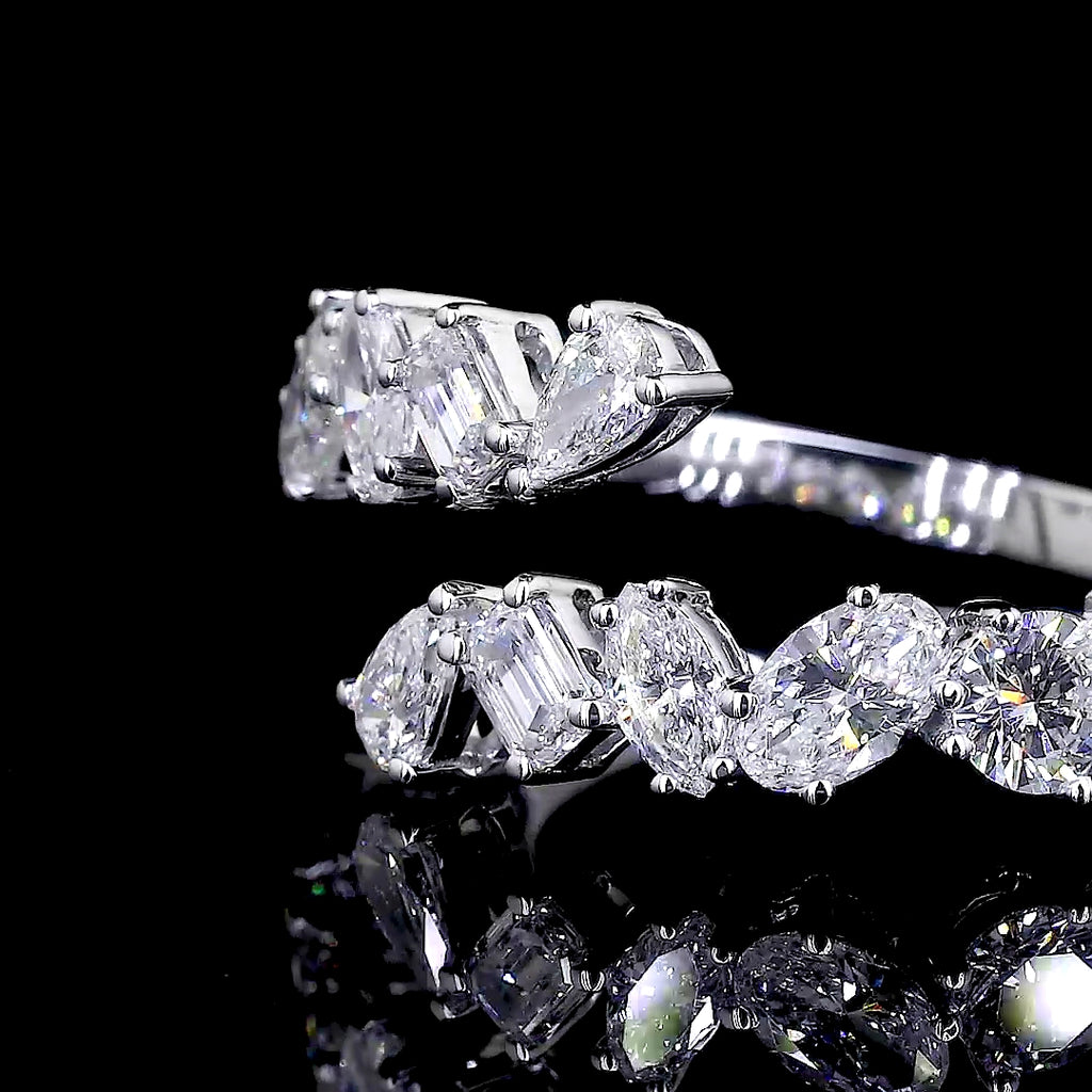 Mixed-Cut Diamond Open Wrap Ring