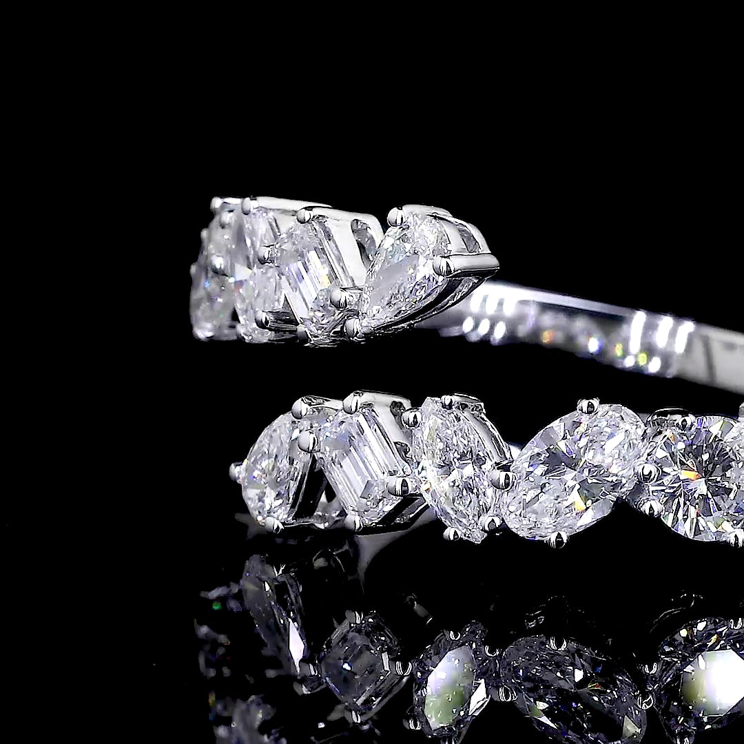 Mixed-Cut Diamond Open Wrap Ring