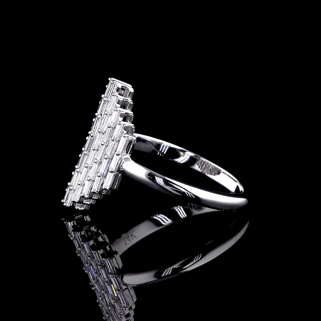 Geometric Emerald-Cut Diamond Shield Ring - 8873