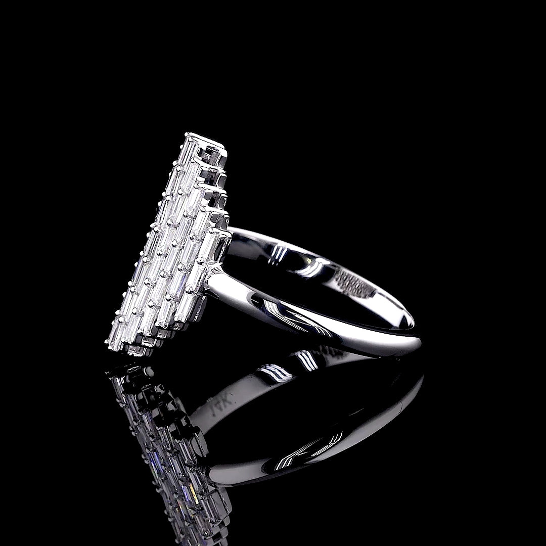 Geometric Emerald-Cut Diamond Shield Ring - 8873