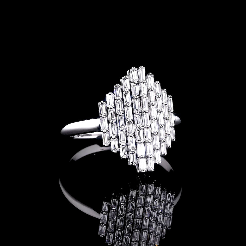 Geometric Emerald-Cut Diamond Shield Ring - 8873