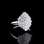 Geometric Emerald-Cut Diamond Shield Ring - 8873