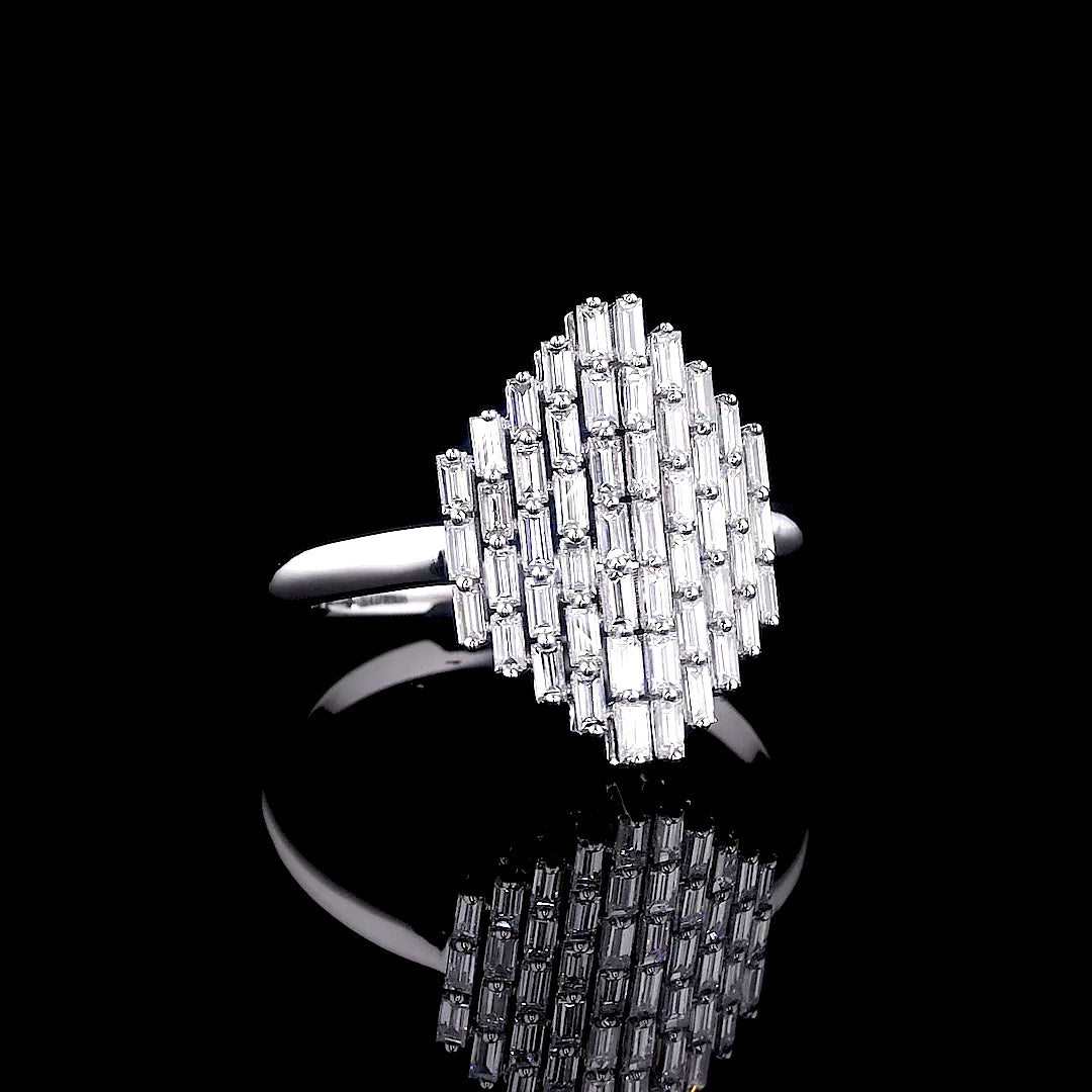 Geometric Emerald-Cut Diamond Shield Ring - 8873