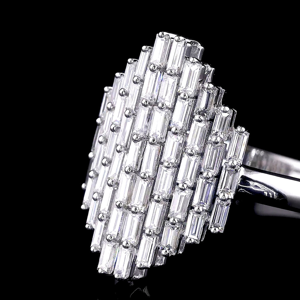 Geometric Emerald-Cut Diamond Shield Ring - 8873
