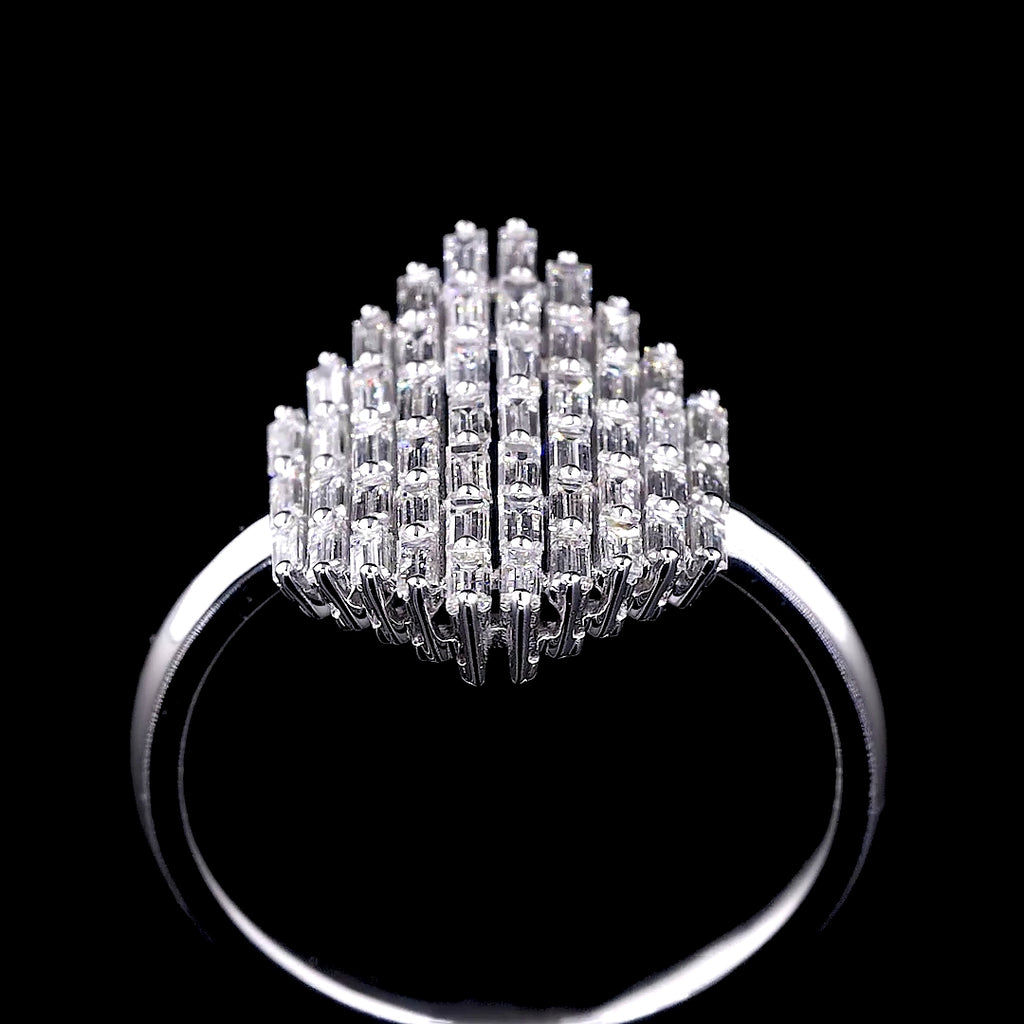 Geometric Emerald-Cut Diamond Shield Ring - 8873