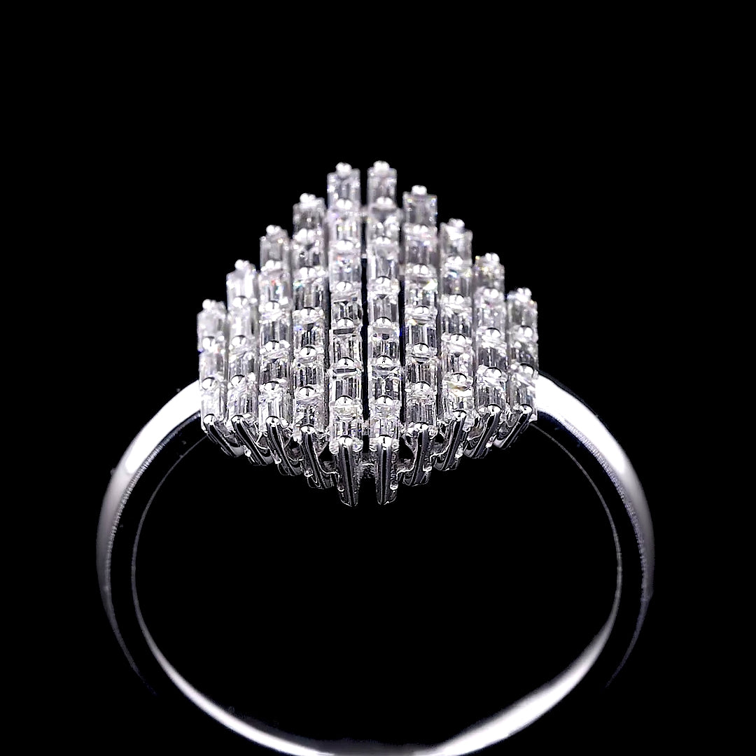 Geometric Emerald-Cut Diamond Shield Ring - 8873