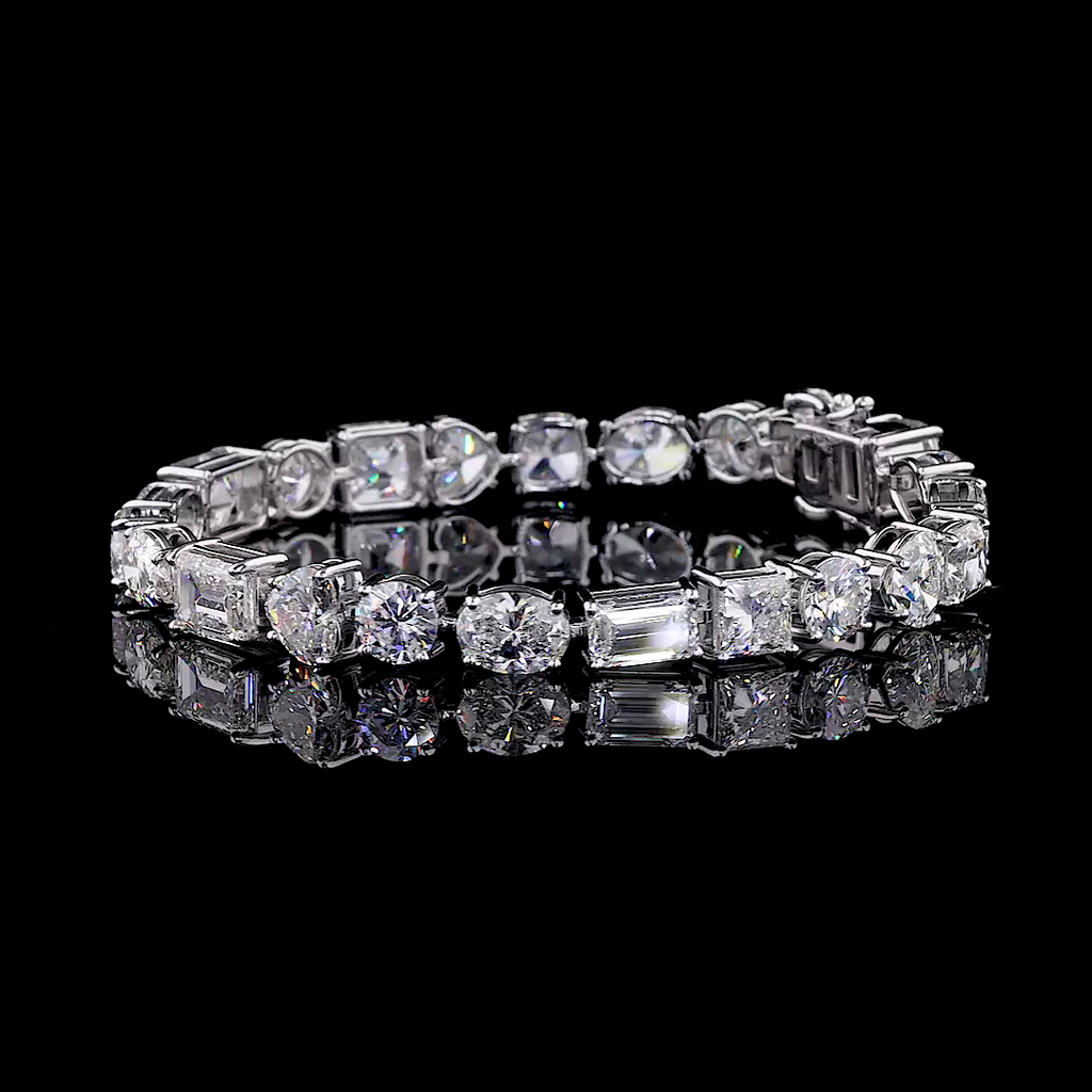 Multi-Shape Diamond Tennis Bracelet | 24.65 CT Lab Grown | 9 Diamond Shapes