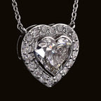 Heart Shape Diamond Halo Pendant Necklace (1.00) CT