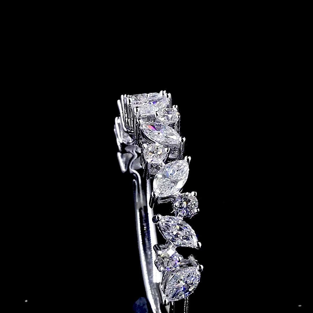 Mixed Shape Diamond Half-Eternity Band Ring