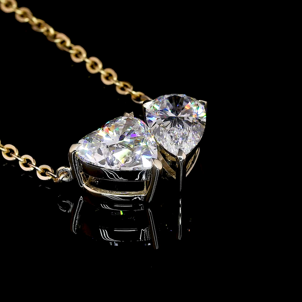 Double Heart Diamond Pendant Necklace (1.00) CT