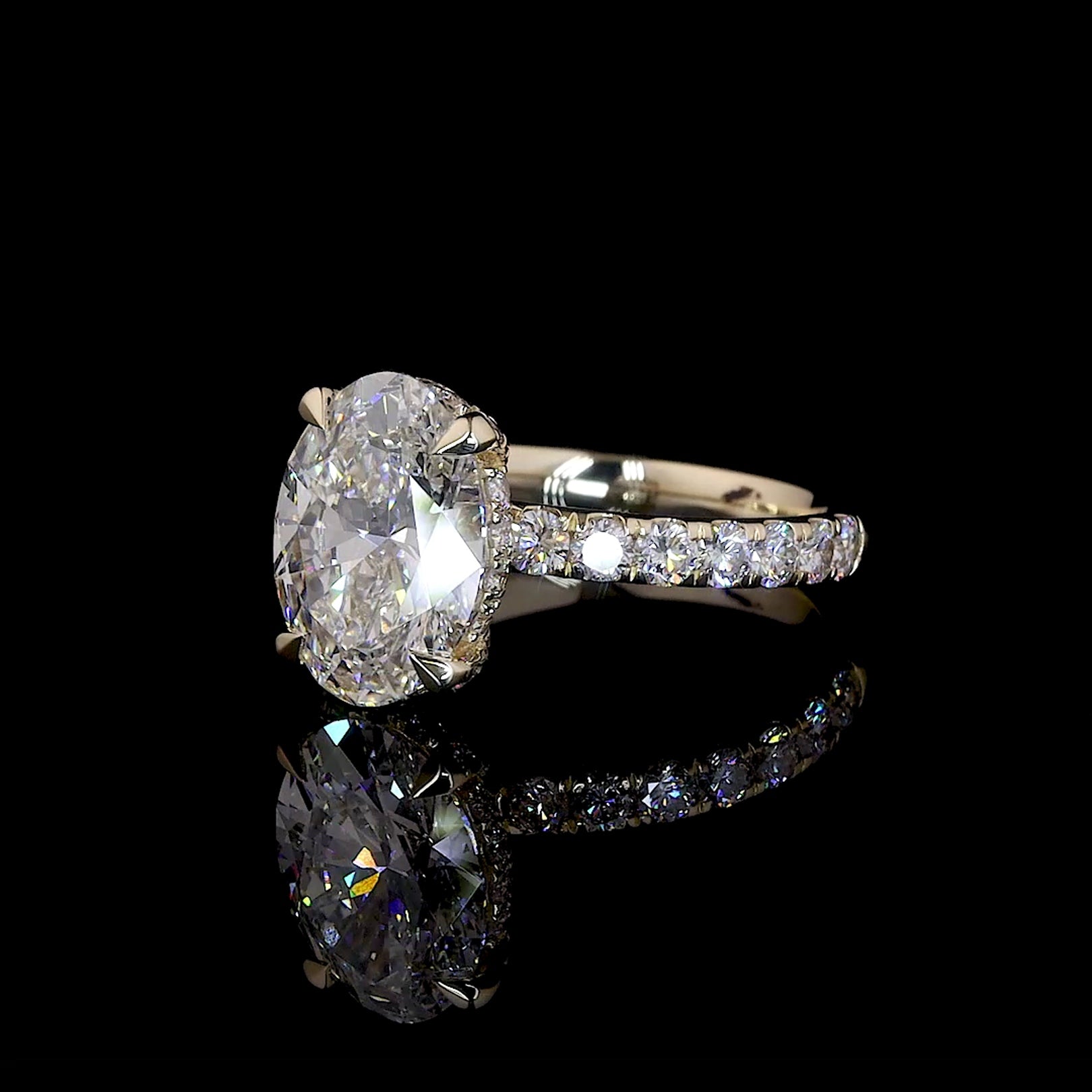 Oval Cut Diamond Halo Engagement Ring (3.0) CT