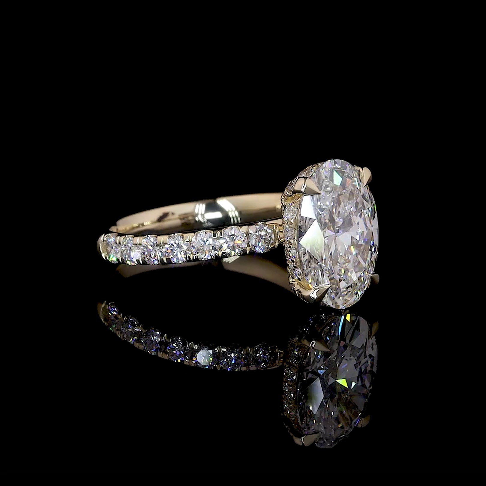 Oval Cut Diamond Halo Engagement Ring (3.0) CT