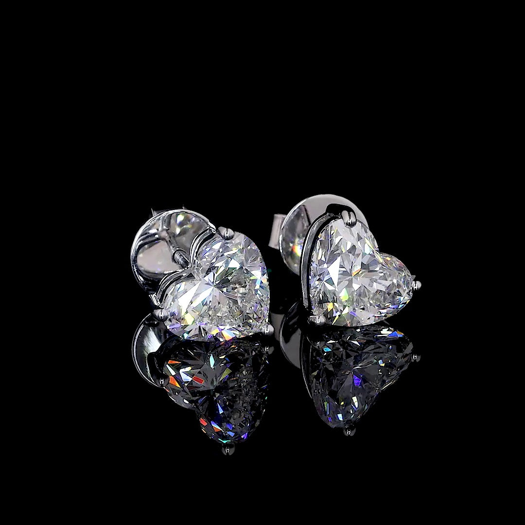 Heart Shape Diamond Stud Earrings 3 CT