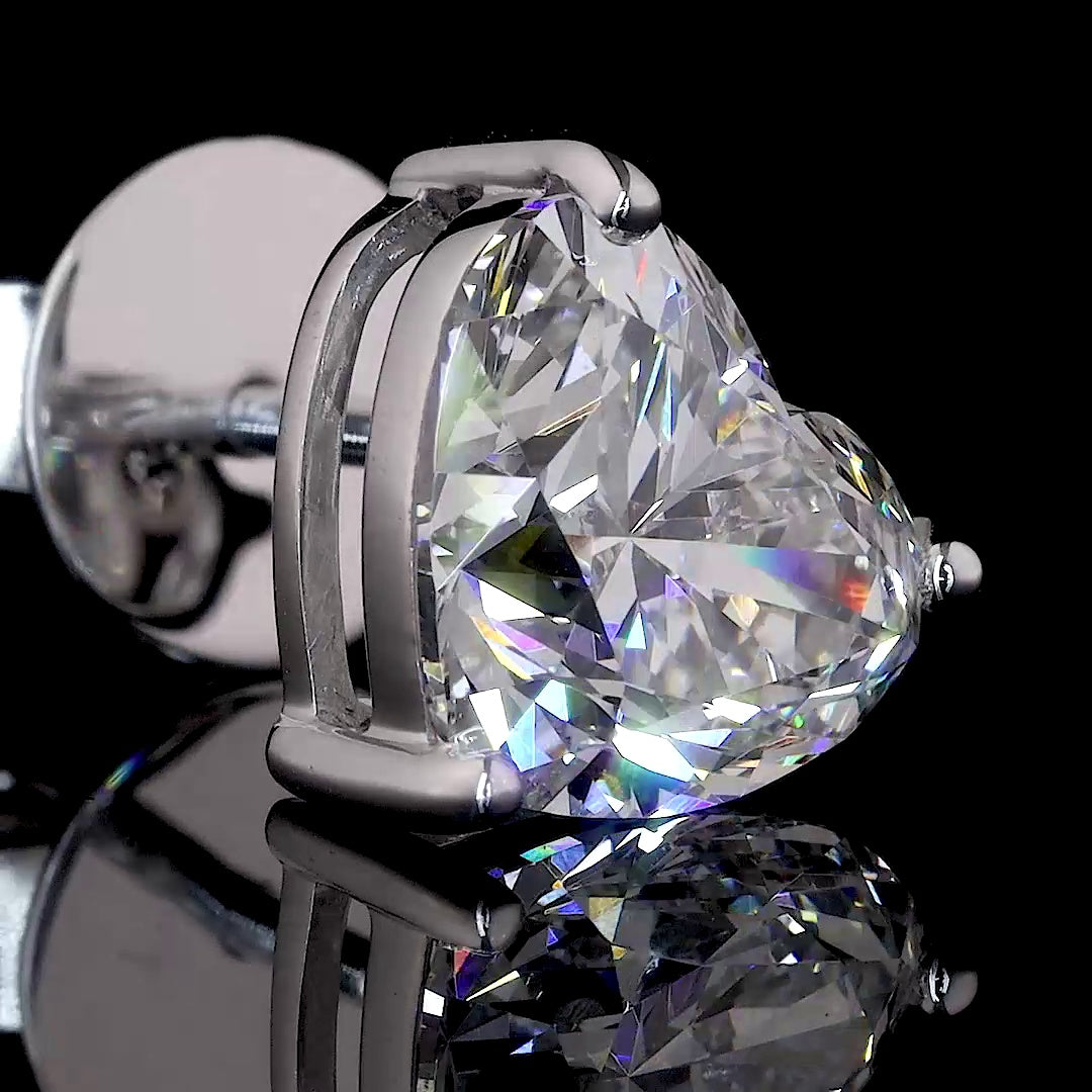 Heart Shape Diamond Stud Earrings 3 CT