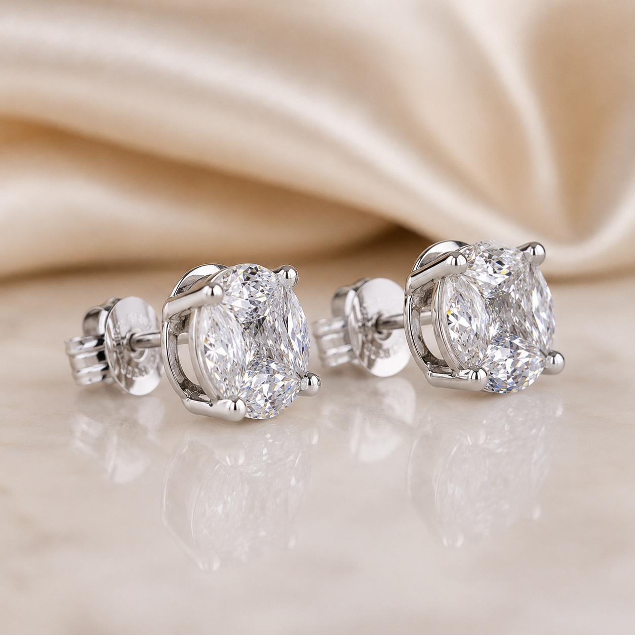 Illusion Cluster Diamond Stud Earrings