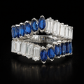 Double Row Sapphire Marquise Gemstone Enhancer Ring