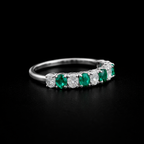 Green Oval Gemstone Half Eternity Wedding Band