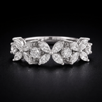 Marquise And Round Cut Diamond Flower Wedding Band