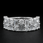 Baguette And Round Brilliant Cut Unisex Rings For Couples