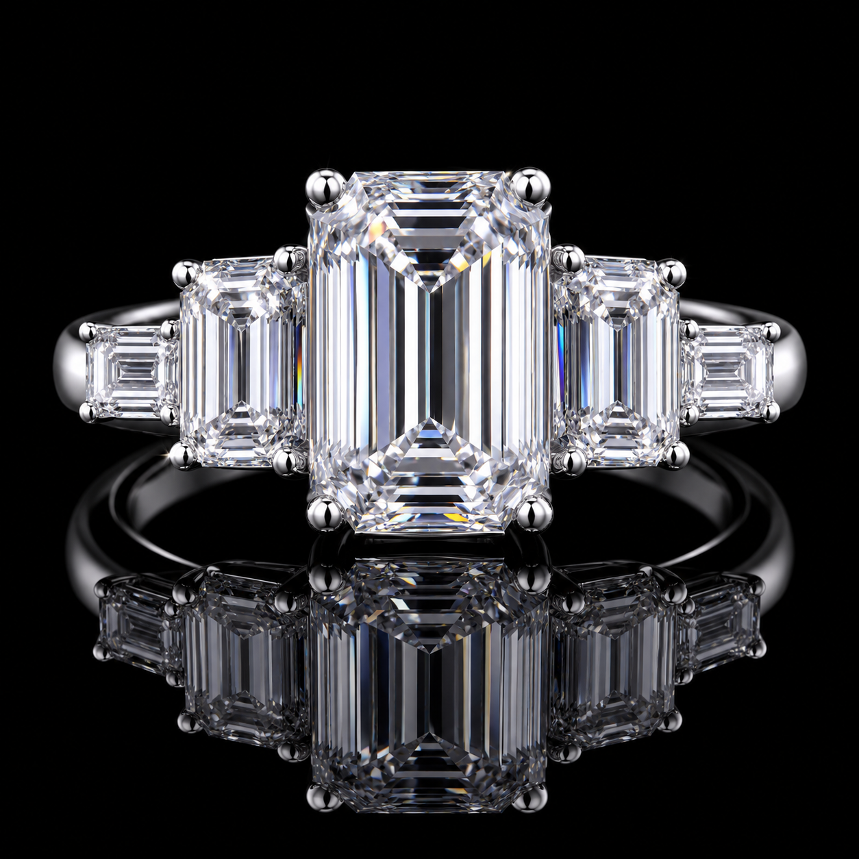 Regal Emerald Trinity Ring
