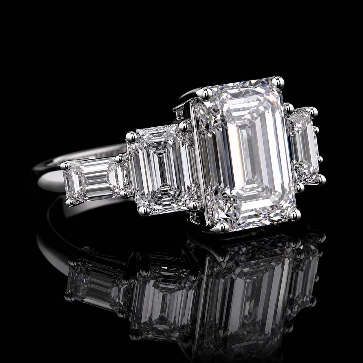 Regal Emerald Trinity Ring
