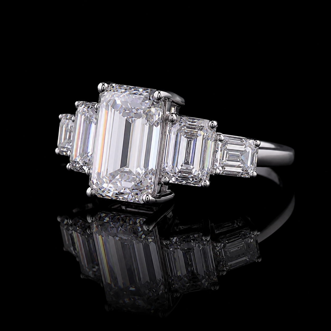 Regal Emerald Trinity Ring