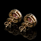 Round Pink Diamond Bezel Halo Stud Earrings