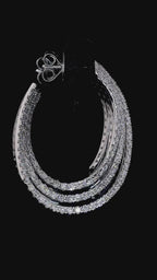 Triple Row Diamond Hoop Earrings