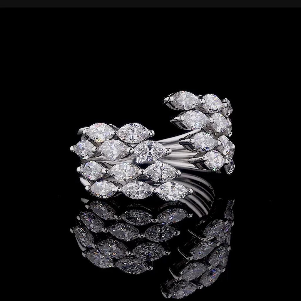 Multi-Row Marquise & Round Diamond Ring