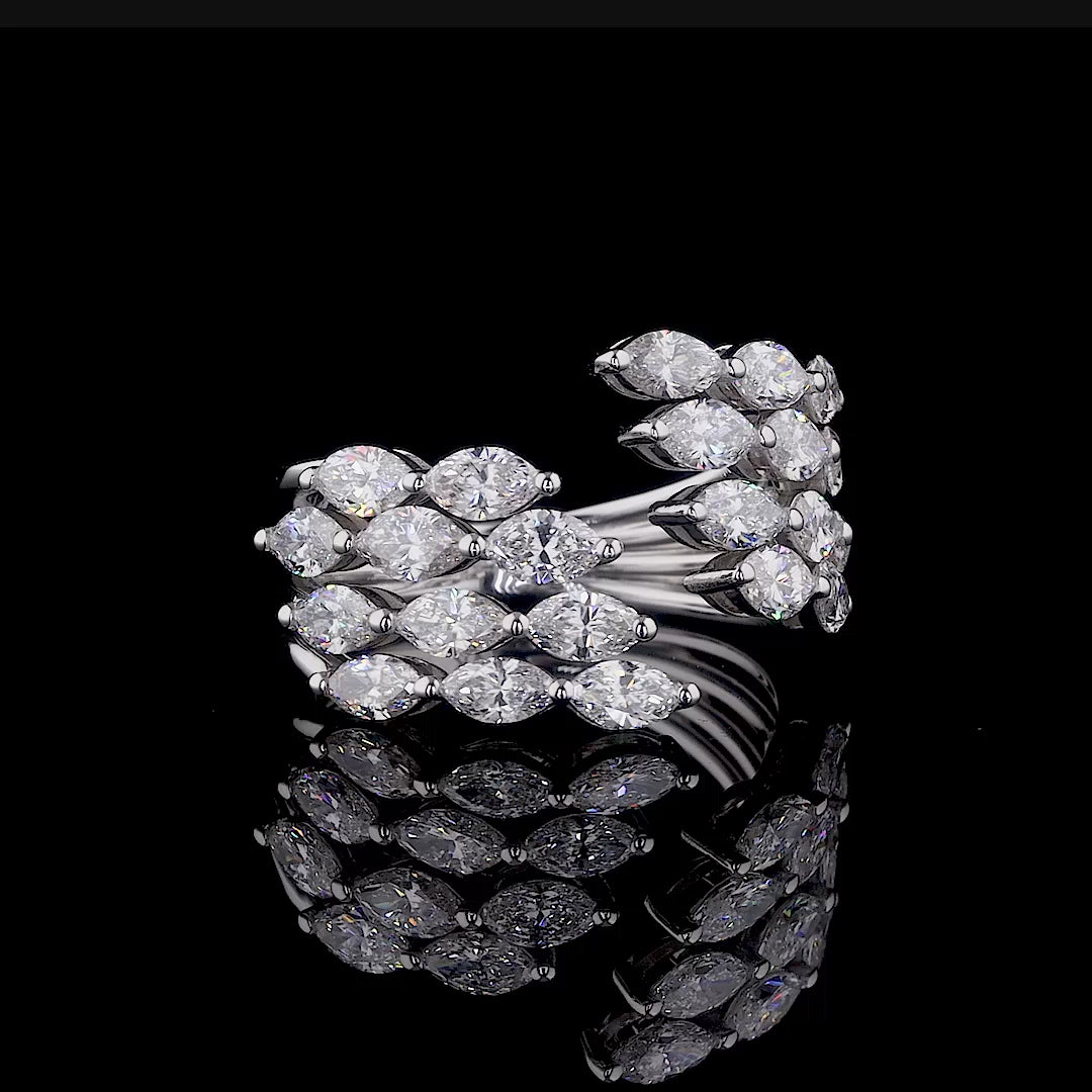 Multi-Row Marquise & Round Diamond Ring