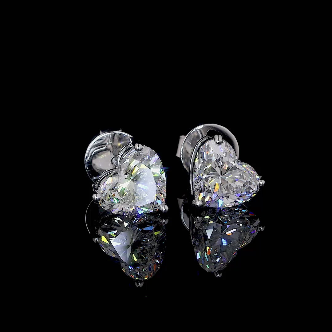 Heart Shape Diamond Stud Earrings 3 CT