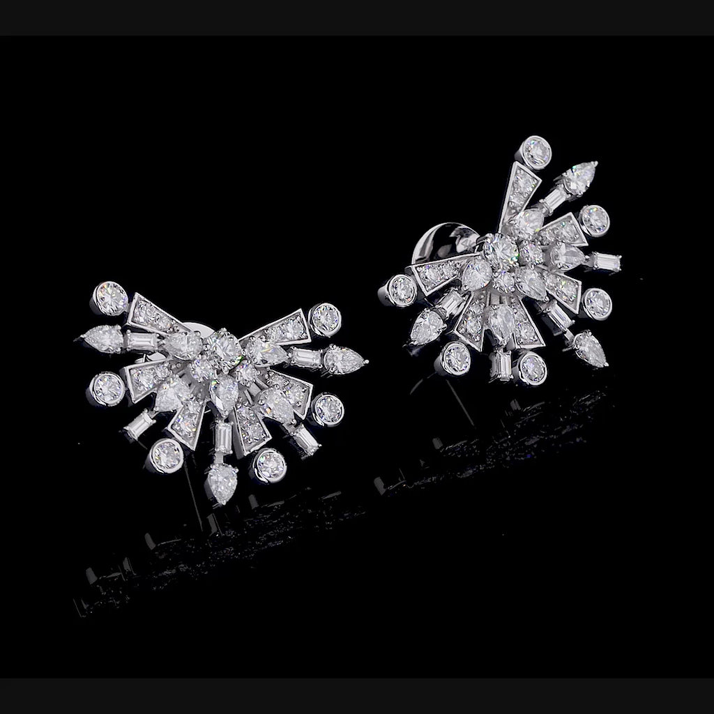 Diamond Starburst Stud Earrings