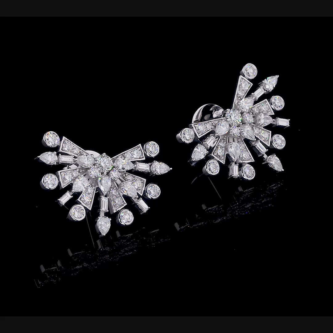 Diamond Starburst Stud Earrings