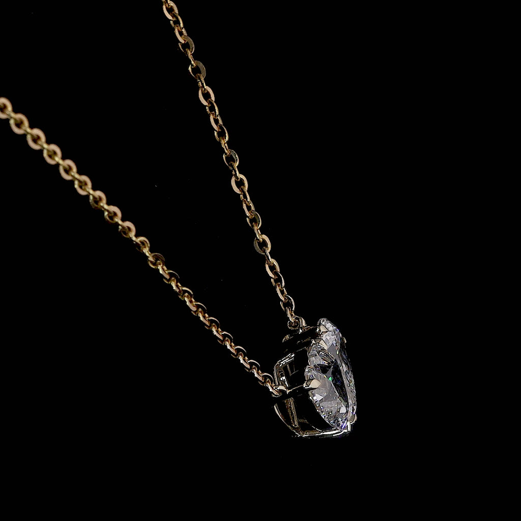 Double Heart Diamond Pendant Necklace (1.00) CT
