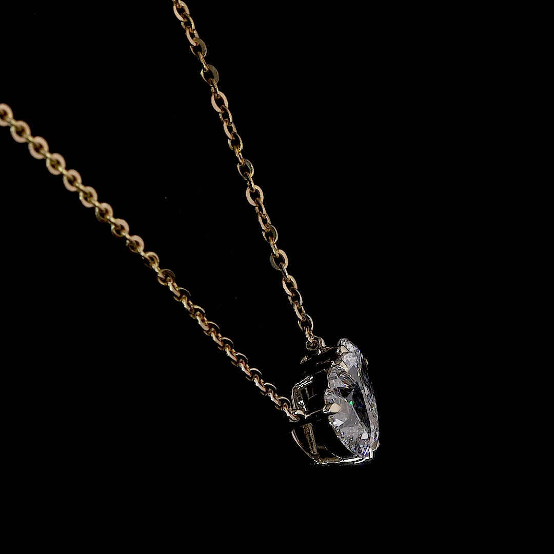 Double Heart Diamond Pendant Necklace (1.00) CT
