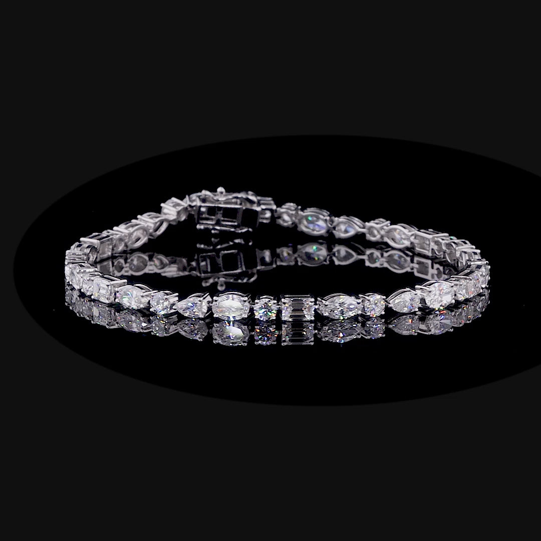 Multi-Shape Diamond Tennis Bracelet | 14.21 CT Lab Grown | 10KT–18KT Gold & Silver