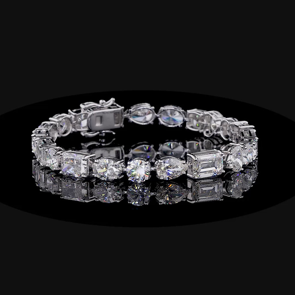 Multi-Shape Diamond Tennis Bracelet | 24.65 CT Lab Grown | 9 Diamond Shapes