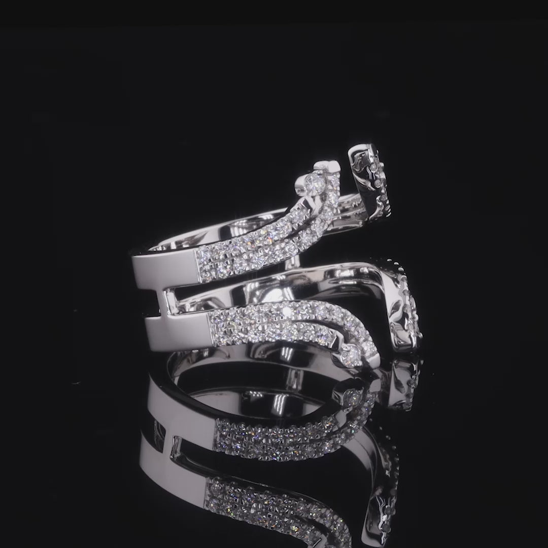 Curved Diamond Double Band Guard Ring - 8815